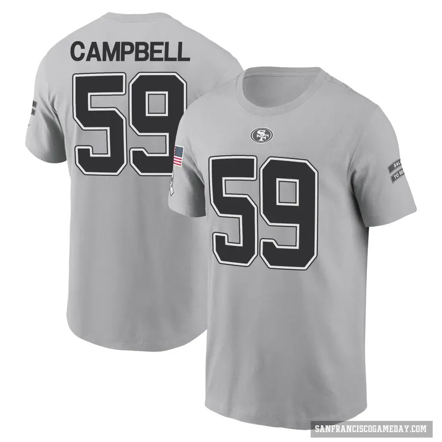 Men's ＃59 De'Vondre Campbell San Francisco 49ers Gray 2024 Salute to Service T-Shirt