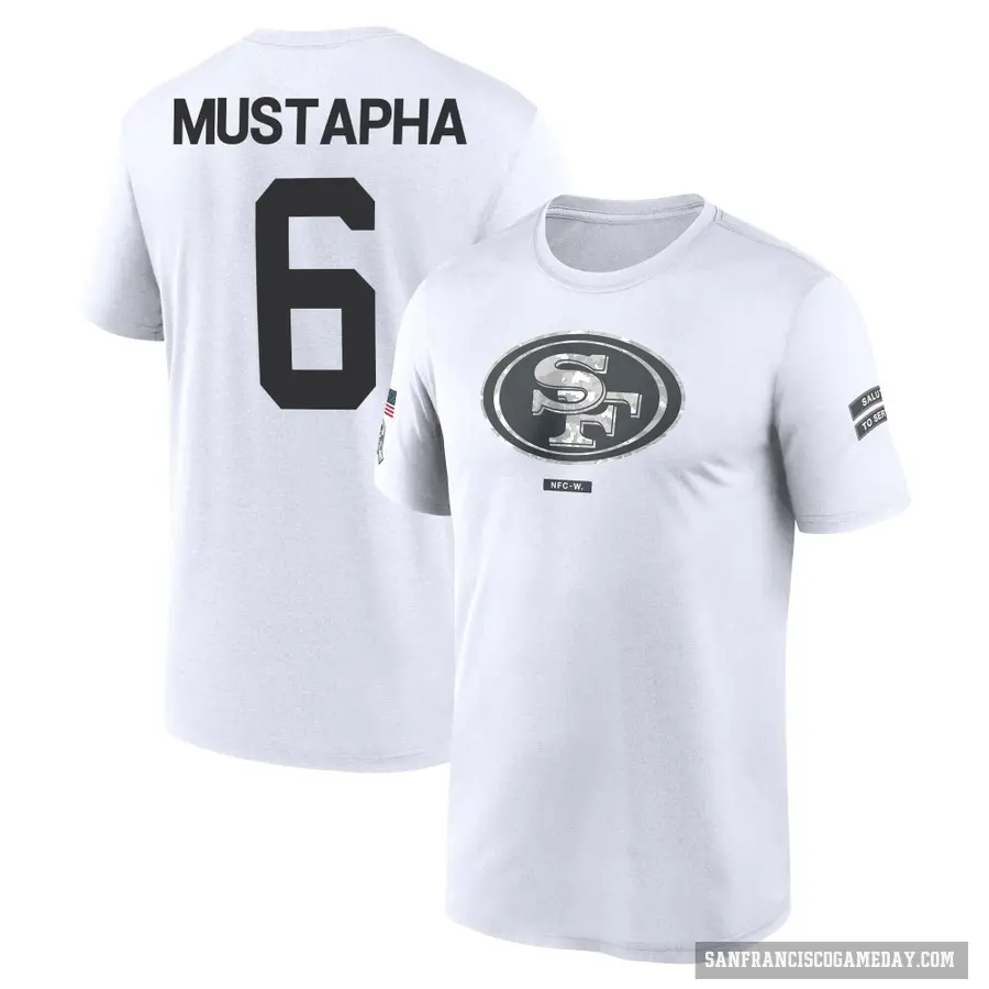 Men's ＃6 Malik Mustapha San Francisco 49ers White 2024 Salute to Service Performance T-Shirt