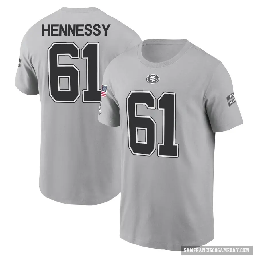 Men's ＃61 Matt Hennessy San Francisco 49ers Gray 2024 Salute to Service T-Shirt