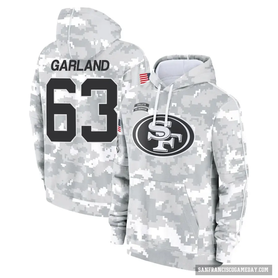 Men's ＃63 Ben Garland San Francisco 49ers Arctic Camo 2024 Salute to Service Club Fleece Pullover Hoodie