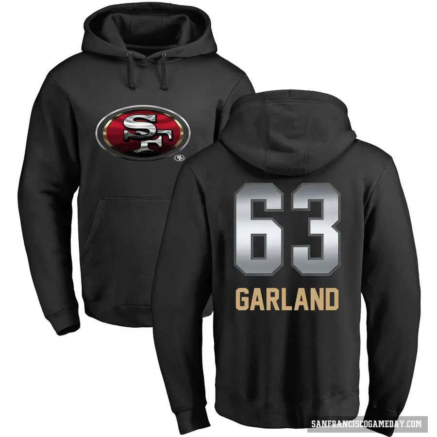 Men's ＃63 Ben Garland San Francisco 49ers Black Midnight Mascot Pullover Hoodie