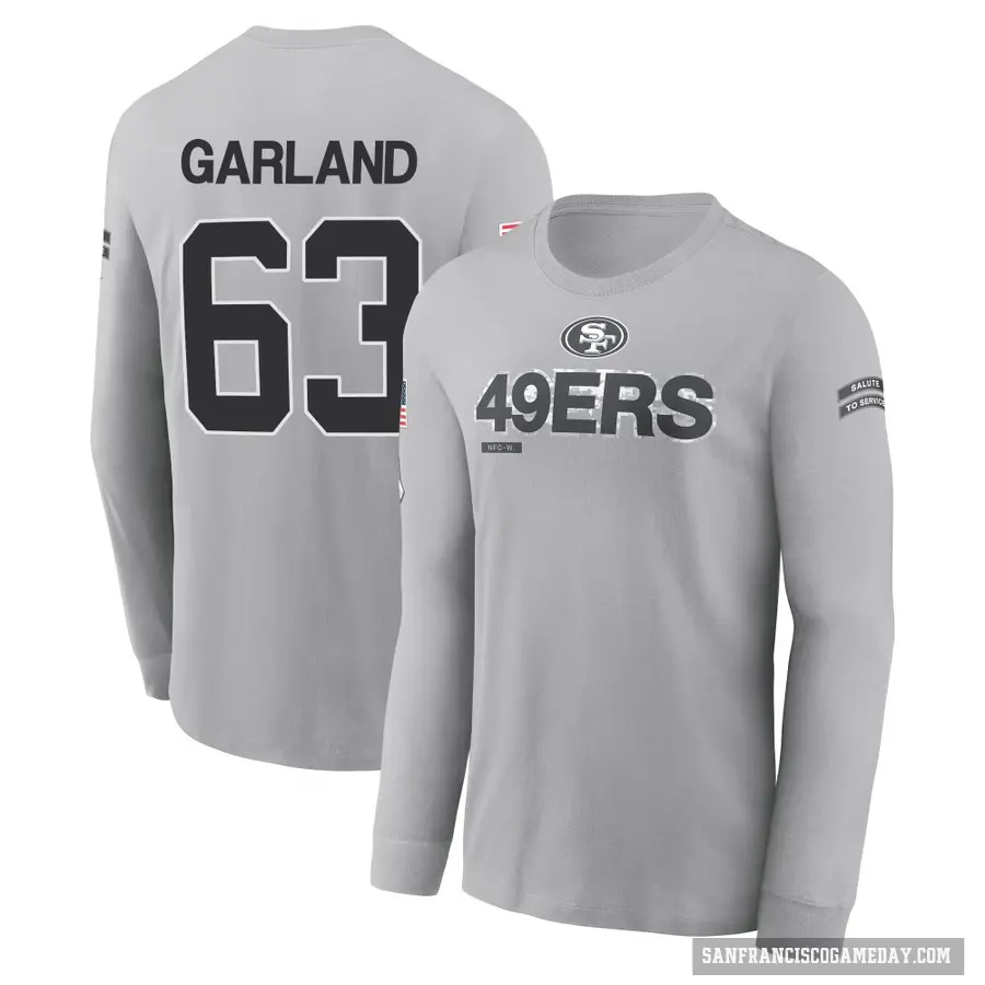 Men's ＃63 Ben Garland San Francisco 49ers Gray 2024 Salute to Service Long Sleeve T-Shirt