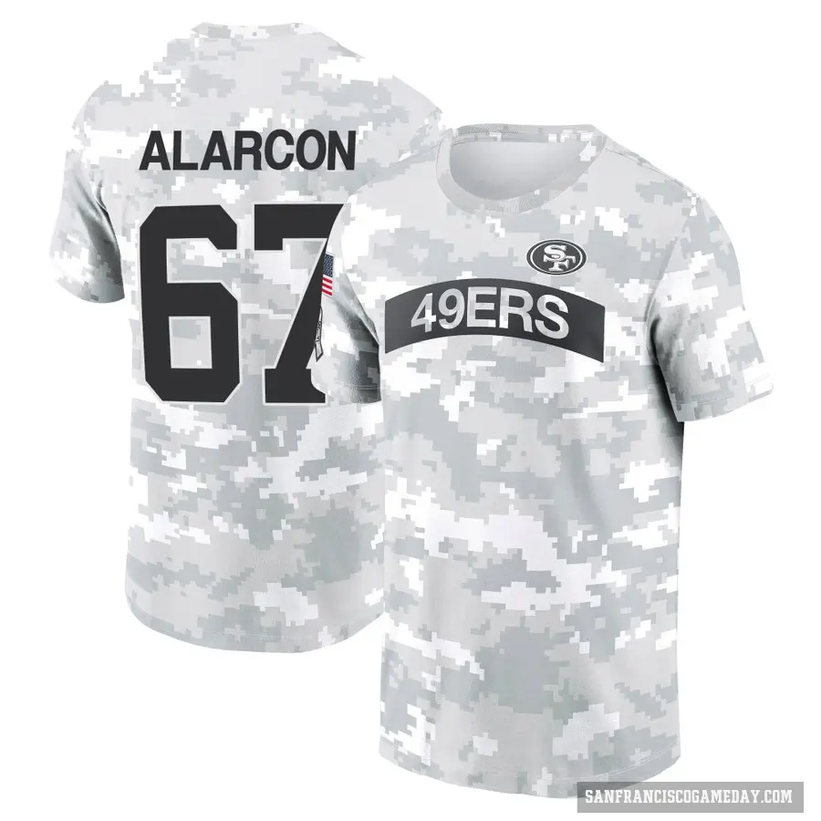 Men's ＃67 Isaac Alarcon San Francisco 49ers Camo Arctic 2024 Salute to Service Performance T-Shirt