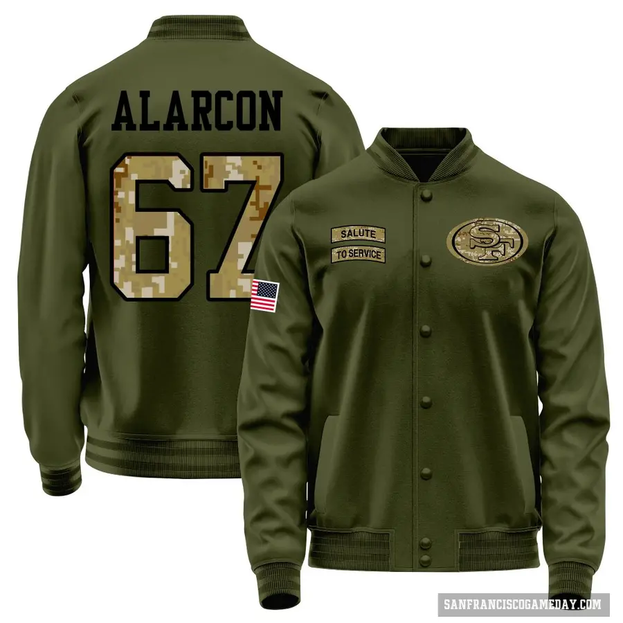 Men's ＃67 Isaac Alarcon San Francisco 49ers Olive Salute to Service Sideline Performance Jacket