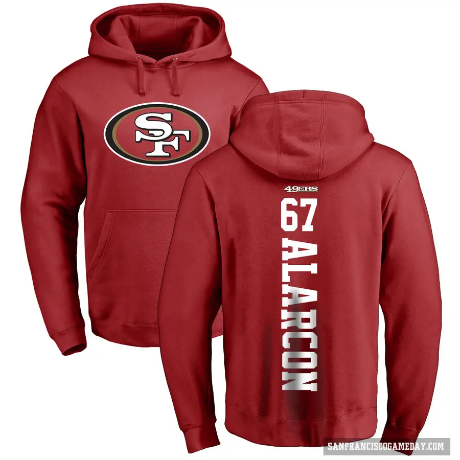 Men's ＃67 Isaac Alarcon San Francisco 49ers Red Pro Line Backer Pullover Hoodie
