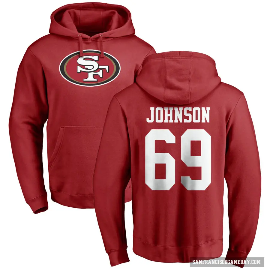 Men's ＃69 Zack Johnson San Francisco 49ers Red Pro Line Logo Pullover Hoodie