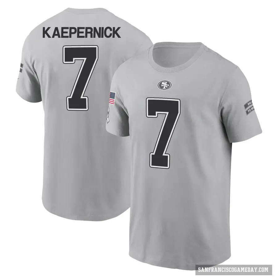 Men's ＃7 Colin Kaepernick San Francisco 49ers Gray 2024 Salute to Service T-Shirt