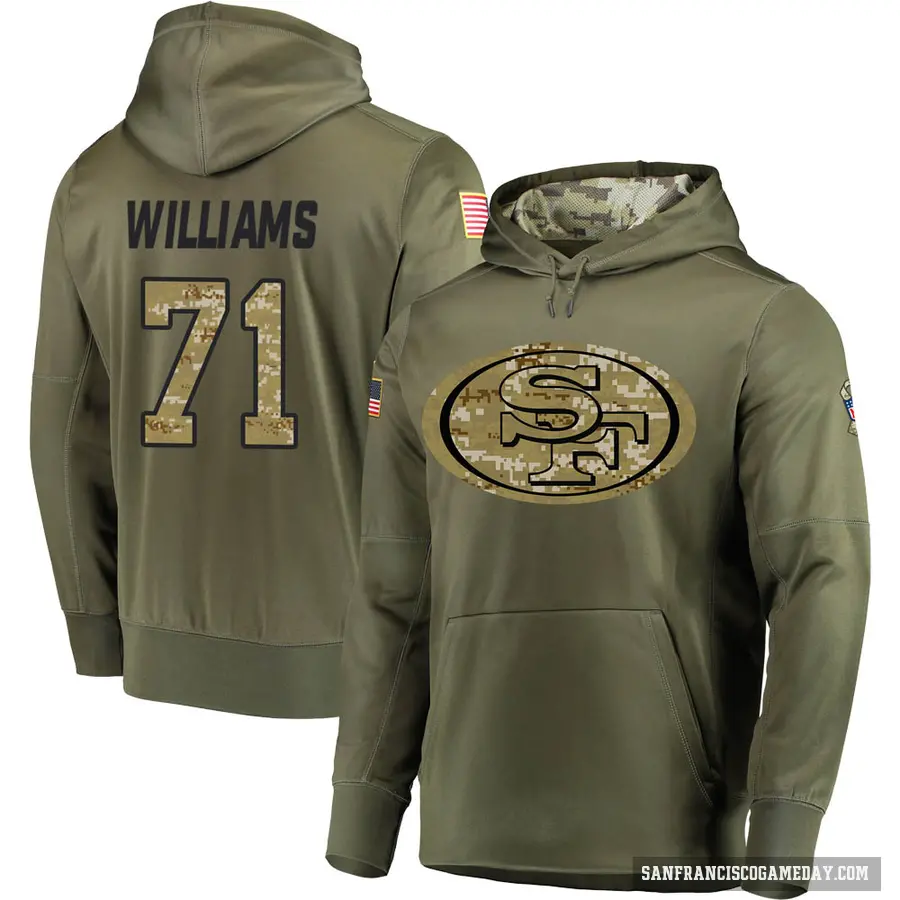 Men's ＃71 Trent Williams San Francisco 49ers Olive Salute to Service Pullover Hoodie