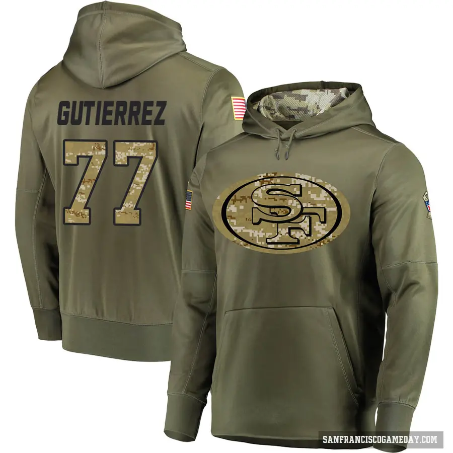 Men's ＃77 Alfredo Gutierrez San Francisco 49ers Olive Salute to Service Pullover Hoodie