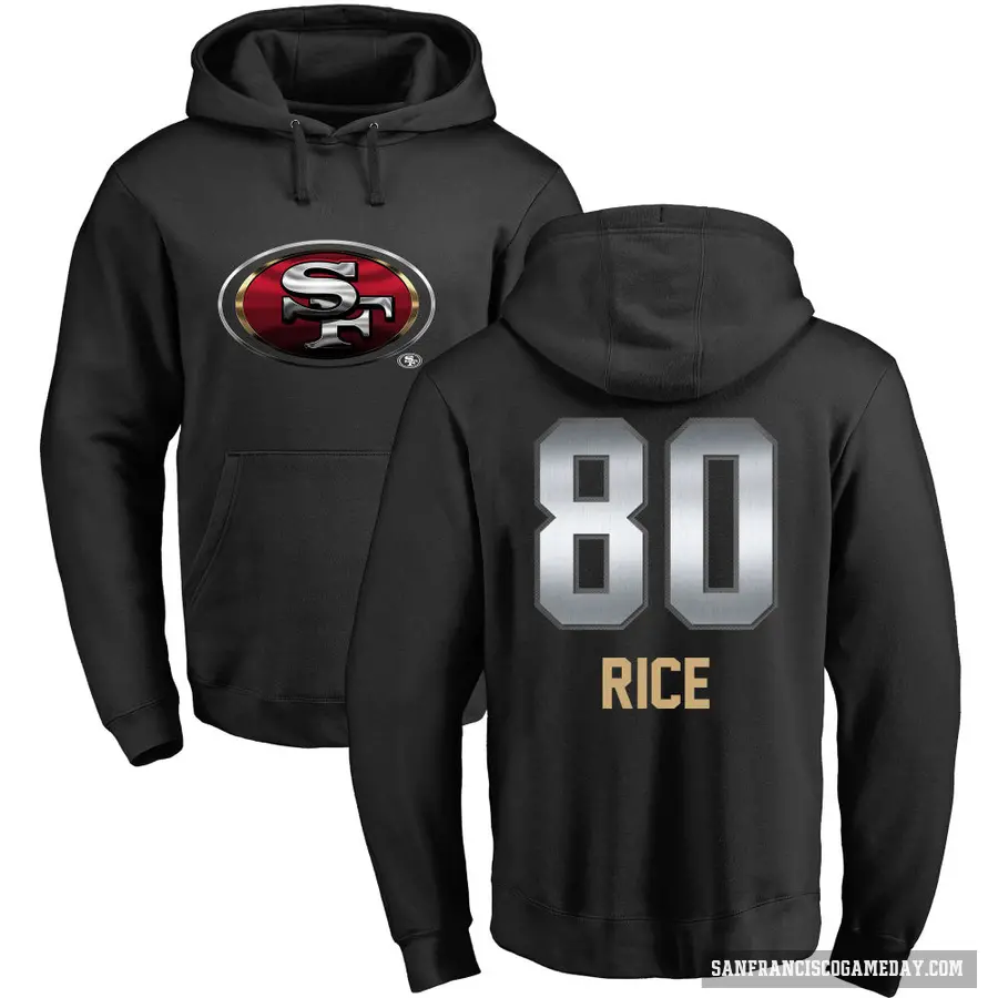 Men's ＃80 Jerry Rice San Francisco 49ers Black Midnight Mascot Pullover Hoodie