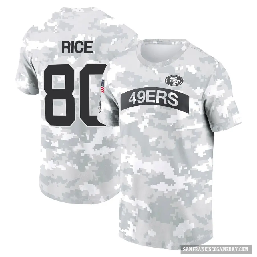 Men's ＃80 Jerry Rice San Francisco 49ers Camo Arctic 2024 Salute to Service Performance T-Shirt