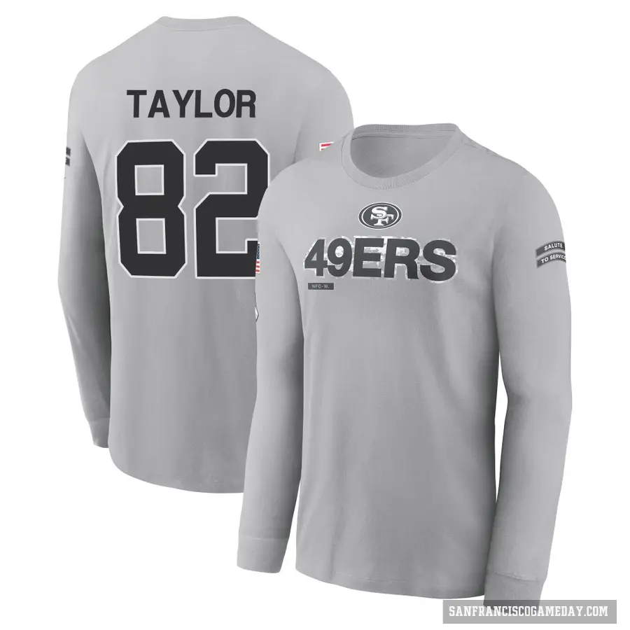 Men's ＃82 John Taylor San Francisco 49ers Gray 2024 Salute to Service Long Sleeve T-Shirt