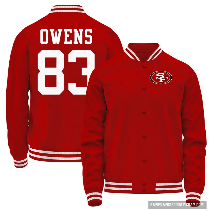 Men's ＃83 Terique Owens San Francisco 49ers Red Full-Snap Name & Number Jacket