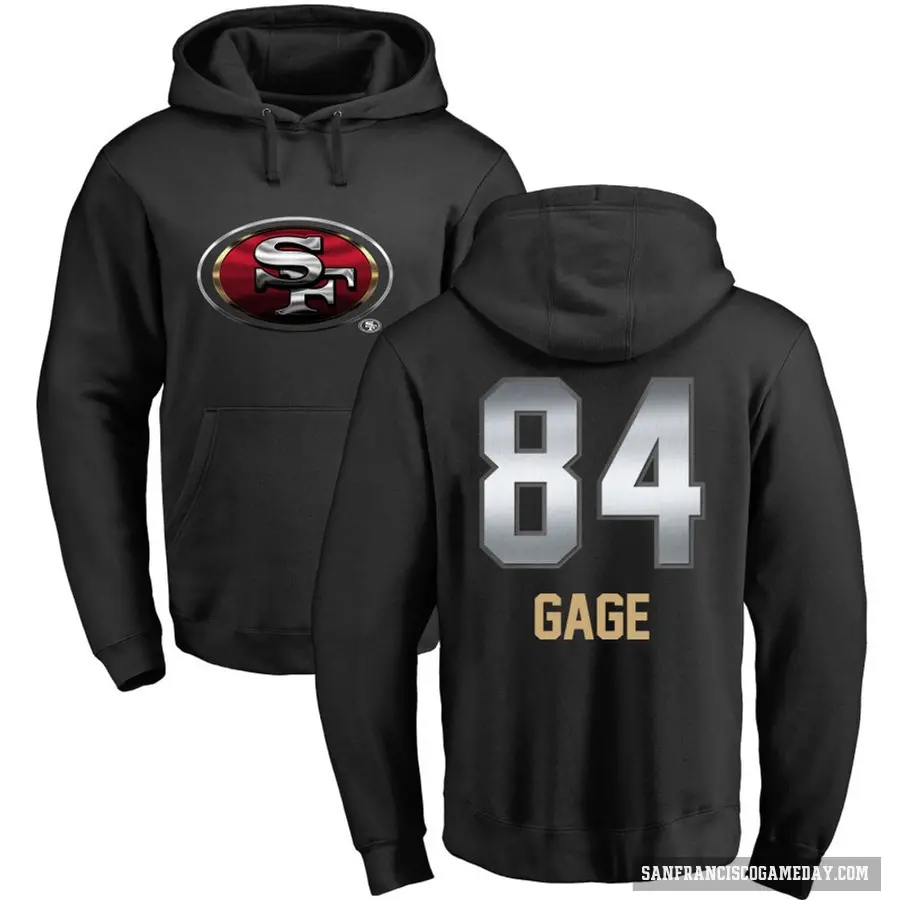 Men's ＃84 Russell Gage San Francisco 49ers Black Midnight Mascot Pullover Hoodie