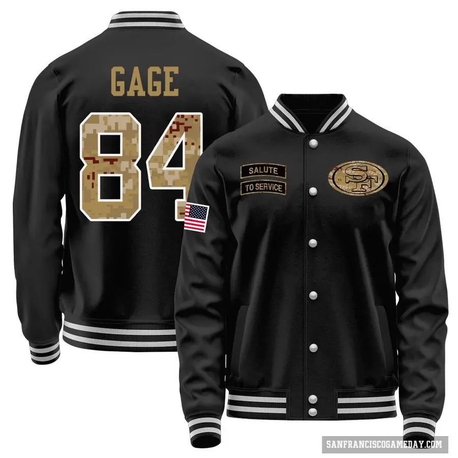 Men's ＃84 Russell Gage San Francisco 49ers Black Salute to Service Sideline Performance Jacket