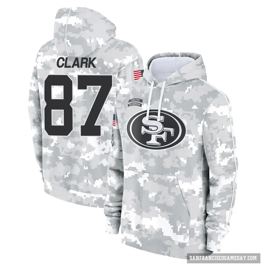 Men's ＃87 Dwight Clark San Francisco 49ers Arctic Camo 2024 Salute to Service Club Fleece Pullover Hoodie
