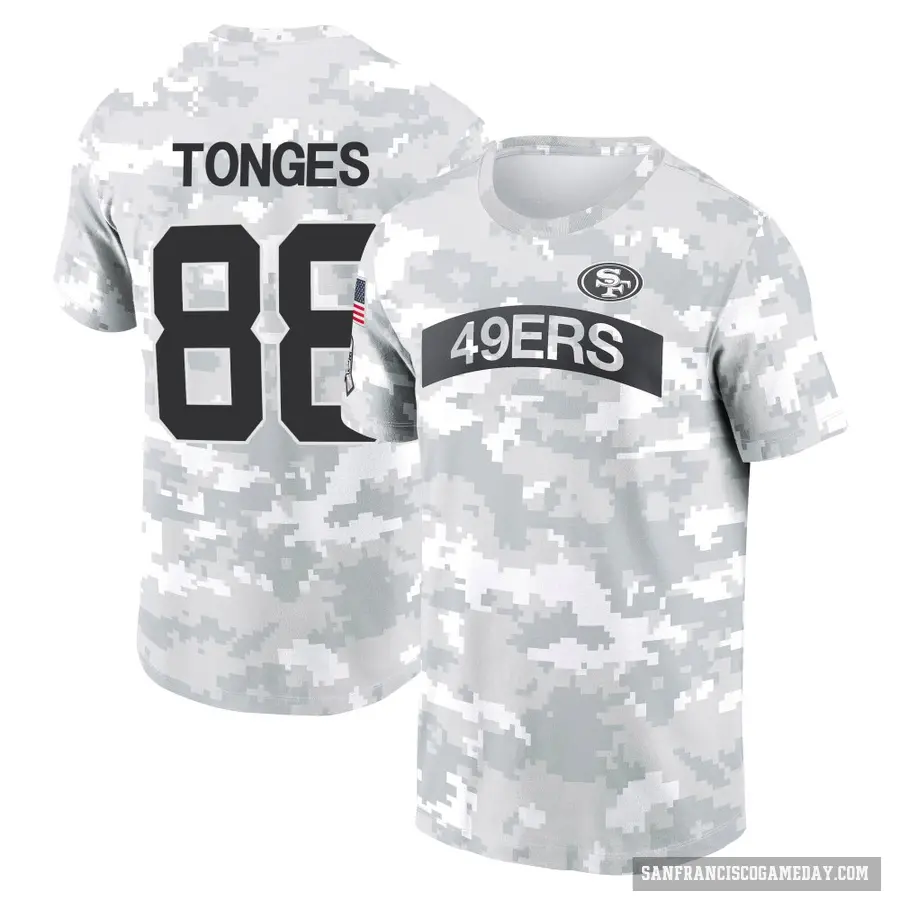 Men's ＃88 Jake Tonges San Francisco 49ers Camo Arctic 2024 Salute to Service Performance T-Shirt