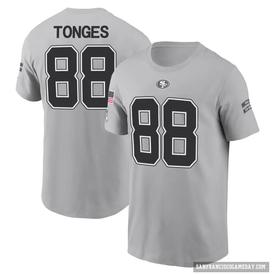Men's ＃88 Jake Tonges San Francisco 49ers Gray 2024 Salute to Service T-Shirt