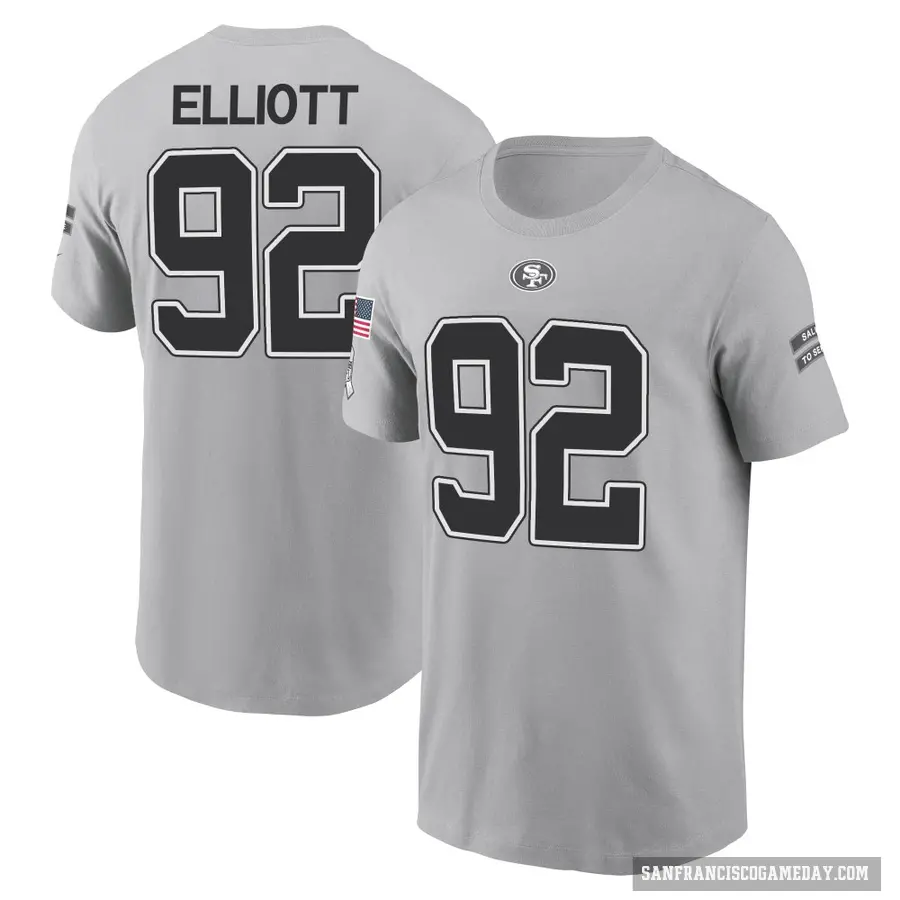 Men's ＃92 Jordan Elliott San Francisco 49ers Gray 2024 Salute to Service T-Shirt