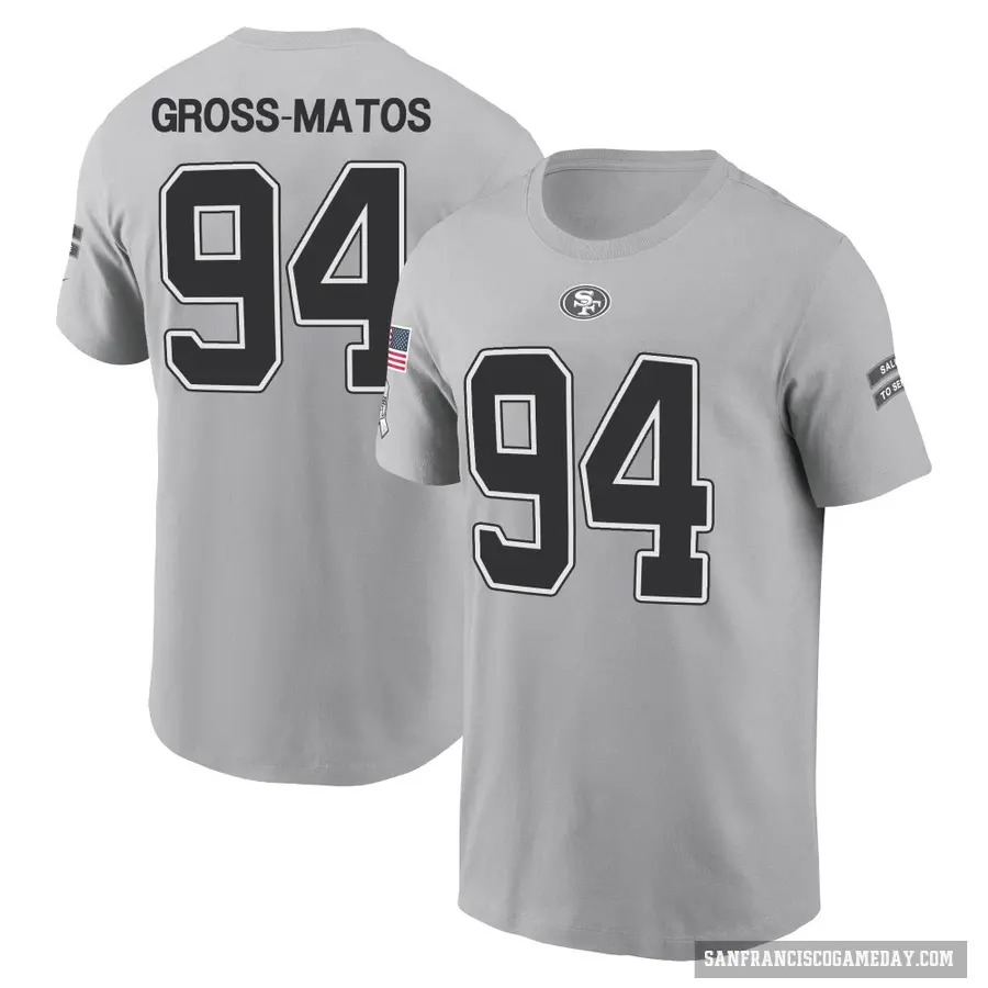 Men's ＃94 Yetur Gross-Matos San Francisco 49ers Gray 2024 Salute to Service T-Shirt