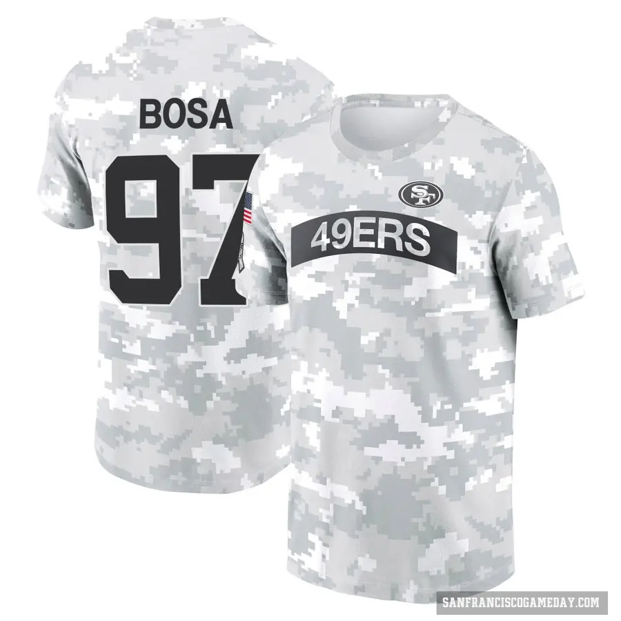 Men's ＃97 Nick Bosa San Francisco 49ers Camo Arctic 2024 Salute to Service Performance T-Shirt