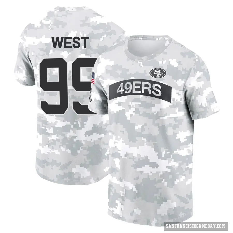 Men's ＃99 CJ West San Francisco 49ers Camo Arctic 2024 Salute to Service Performance T-Shirt