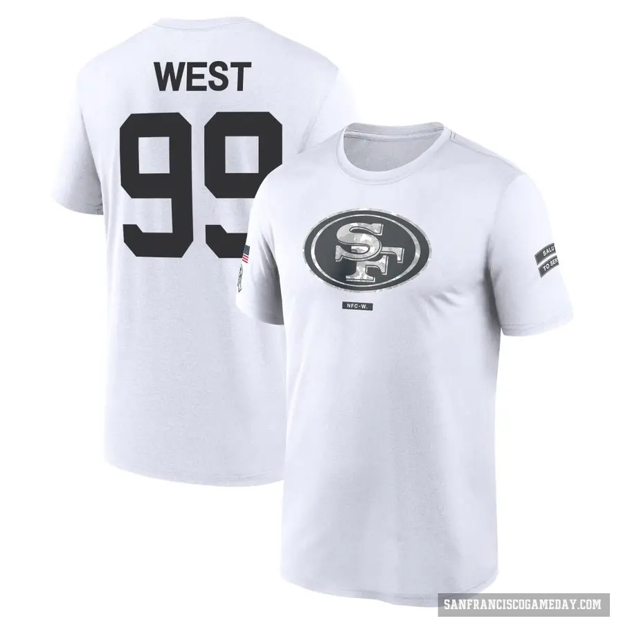 Men's ＃99 CJ West San Francisco 49ers White 2024 Salute to Service Performance T-Shirt