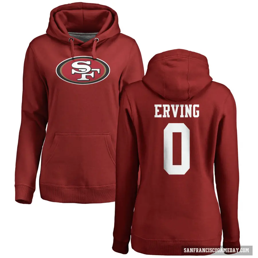 Women's ＃0 Cameron Erving San Francisco 49ers Red Pro Line Logo Pullover Hoodie