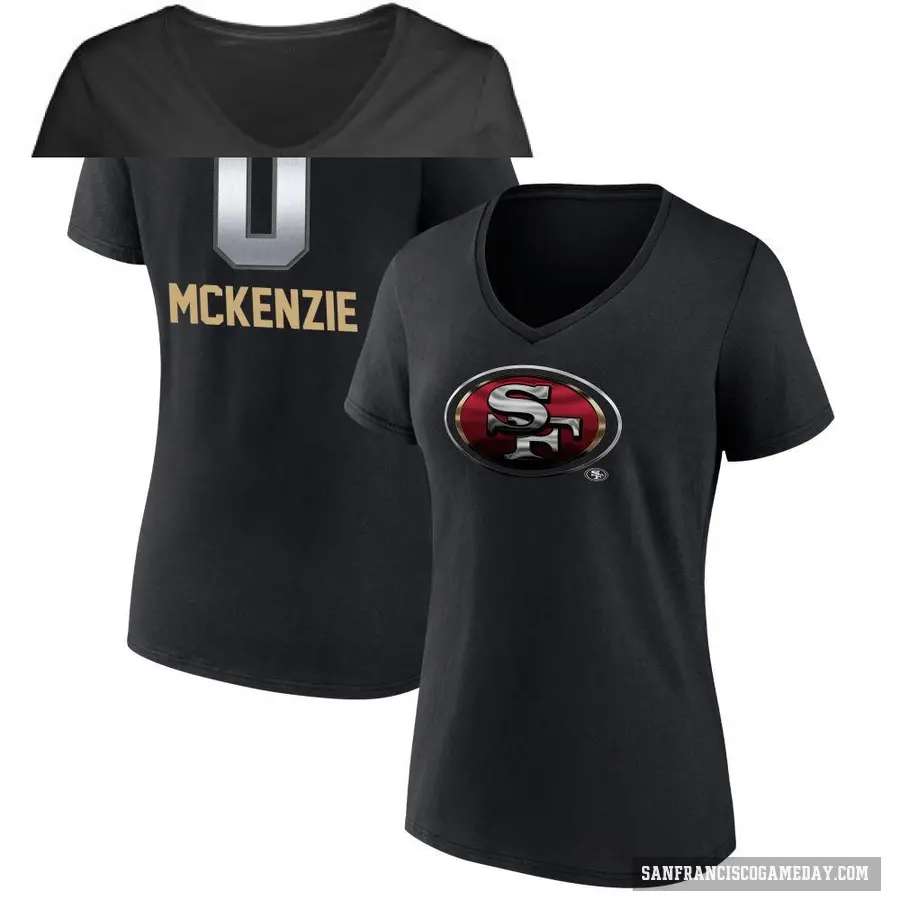 Women's ＃0 Jalen McKenzie San Francisco 49ers Black Midnight Mascot T-Shirt
