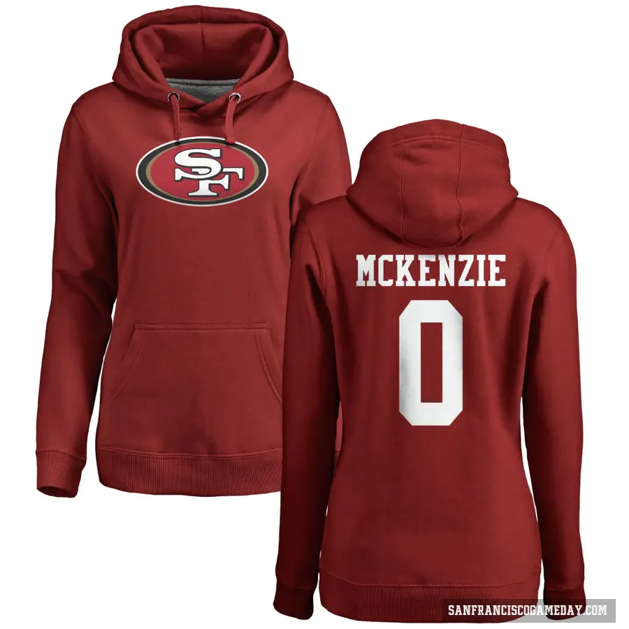 Women's ＃0 Jalen McKenzie San Francisco 49ers Red Pro Line Logo Pullover Hoodie