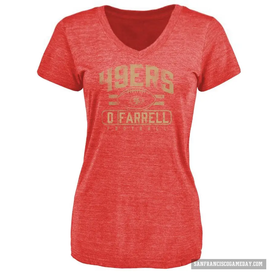 Women's ＃0 Luke Farrell San Francisco 49ers Red Flanker T-Shirt
