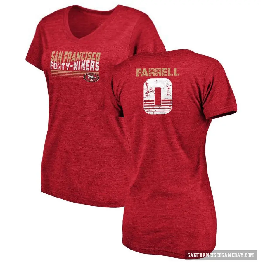 Women's ＃0 Luke Farrell San Francisco 49ers Red Retro V-Neck T-Shirt