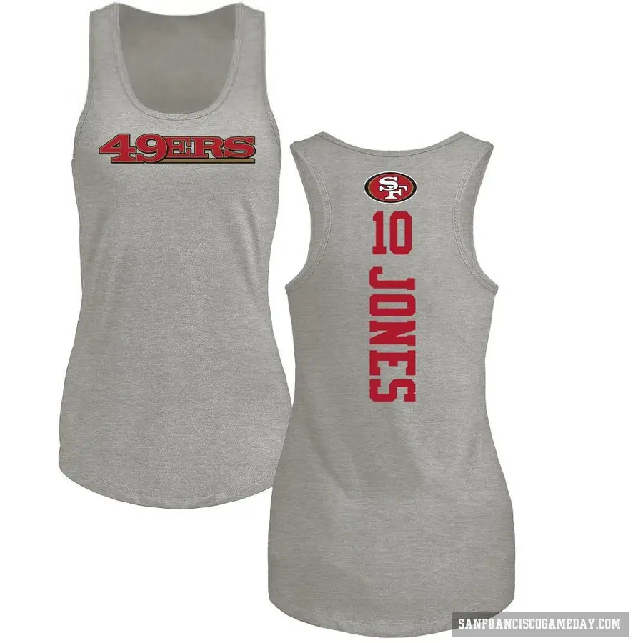 Women's ＃10 Mac Jones San Francisco 49ers Ash Backer Tank Top