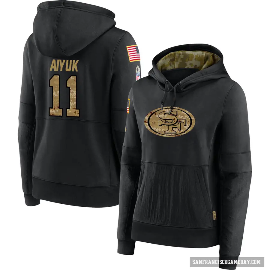 Women's ＃11 Brandon Aiyuk San Francisco 49ers Black 2020 Salute to Service Sideline Performance Pullover Hoodie