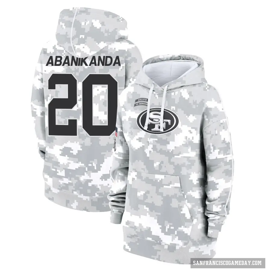 Women's ＃20 Israel Abanikanda San Francisco 49ers Arctic Camo 2024 Salute to Service Club Fleece Pullover Hoodie