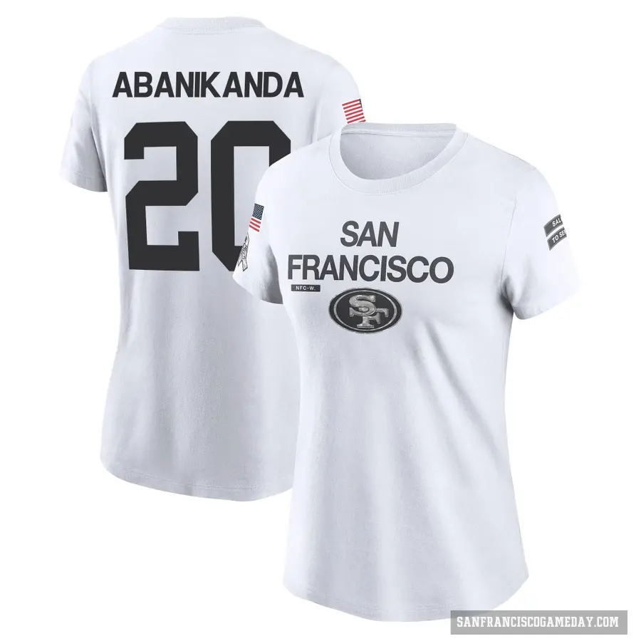 Women's ＃20 Israel Abanikanda San Francisco 49ers White 2024 Salute to Service Performance T-Shirt