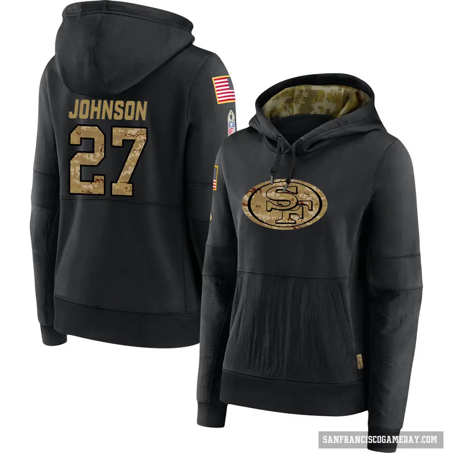Women's ＃27 Dontae Johnson San Francisco 49ers Black 2020 Salute to Service Sideline Performance Pullover Hoodie
