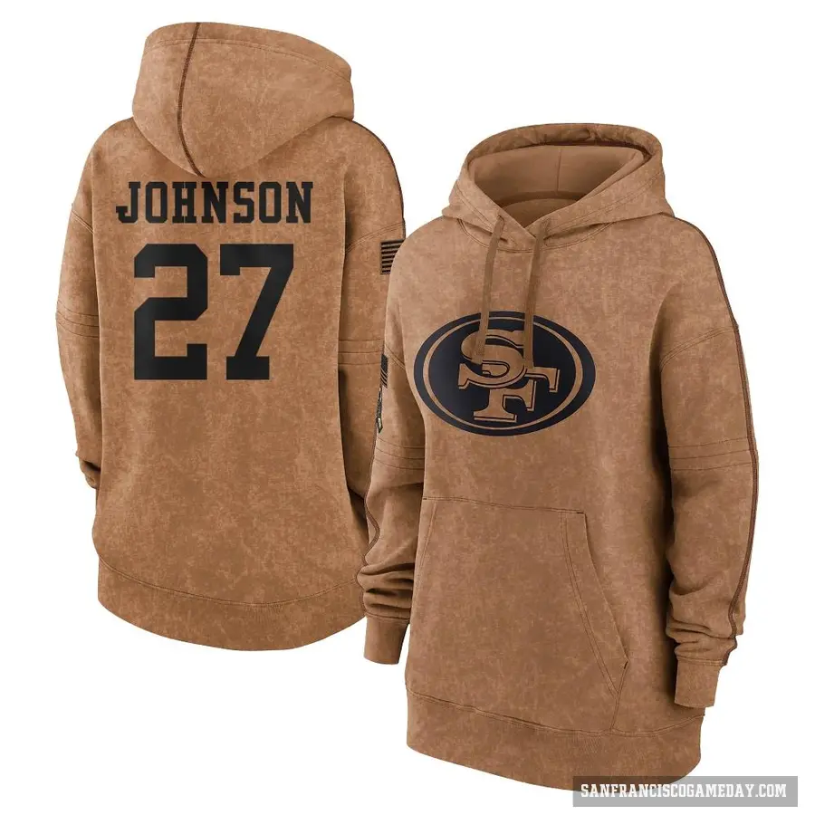 Women's ＃27 Dontae Johnson San Francisco 49ers Brown 2023 Salute To Service Pullover Hoodie
