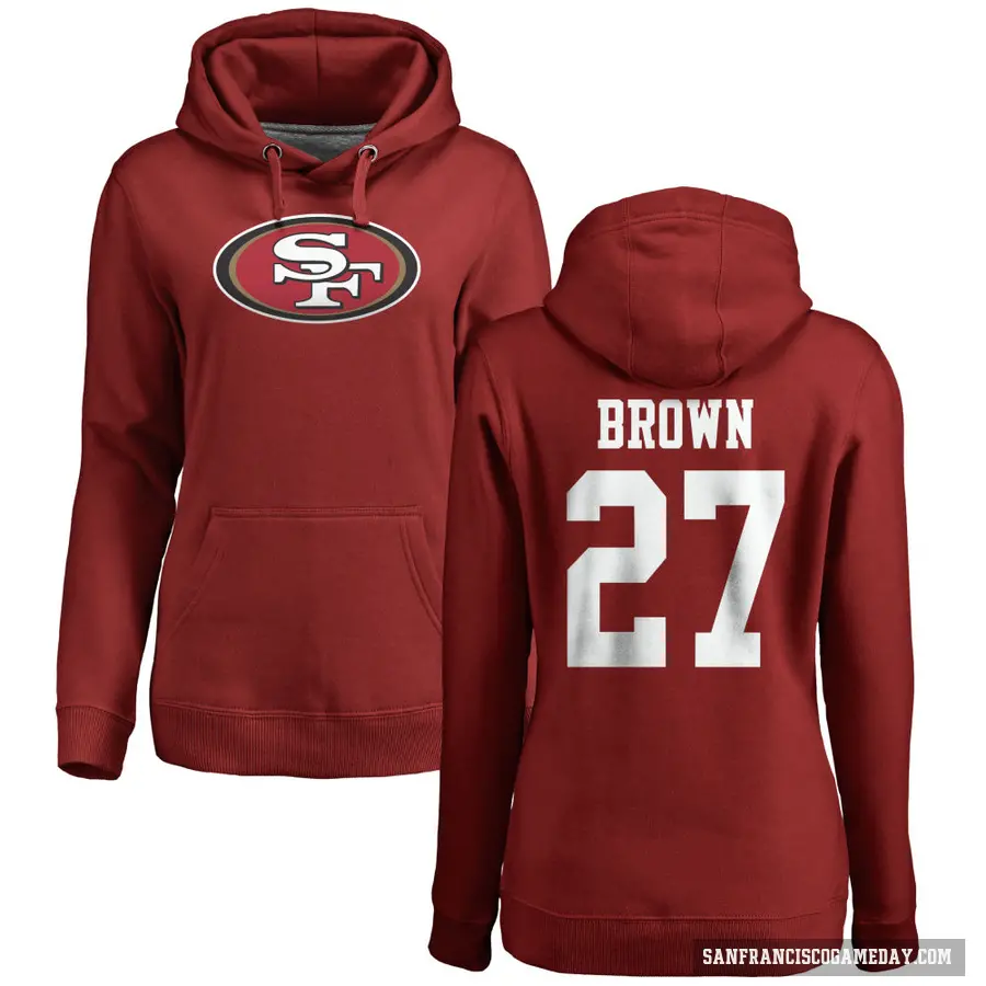 Women's ＃27 Ji'Ayir Brown San Francisco 49ers Red Pro Line Logo Pullover Hoodie