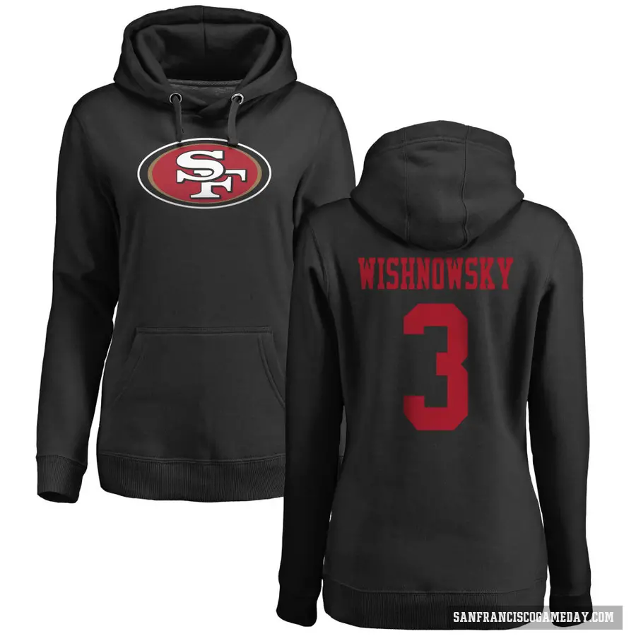 Women's ＃3 Mitch Wishnowsky San Francisco 49ers Black Pro Line Name & Number Logo Pullover Hoodie