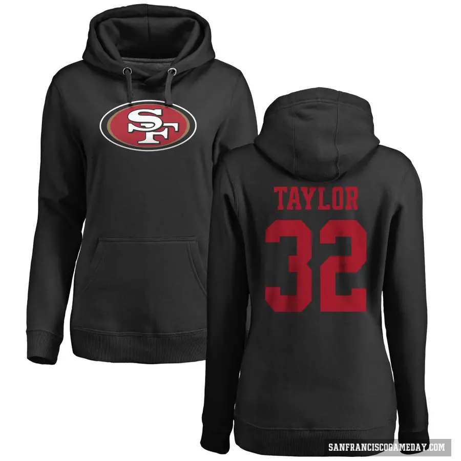 Women's ＃32 Patrick Taylor Jr. San Francisco 49ers Black Pro Line Name & Number Logo Pullover Hoodie