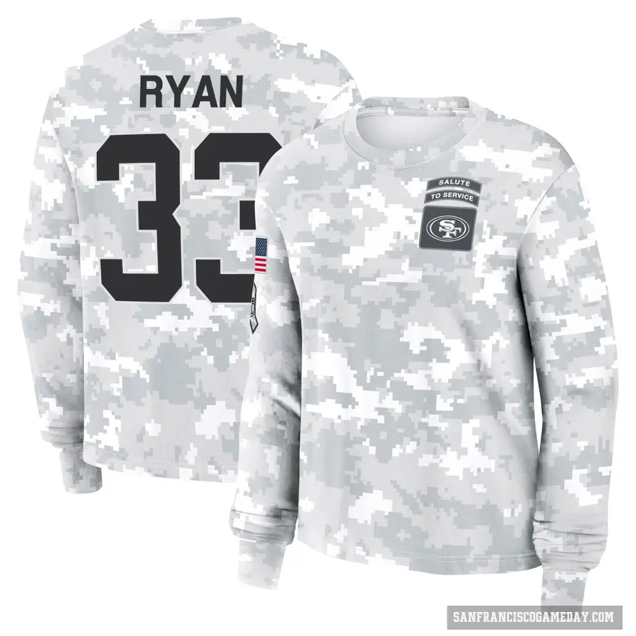 Women's ＃33 Logan Ryan San Francisco 49ers Camo Arctic 2024 Salute to Service Long Sleeve T-Shirt