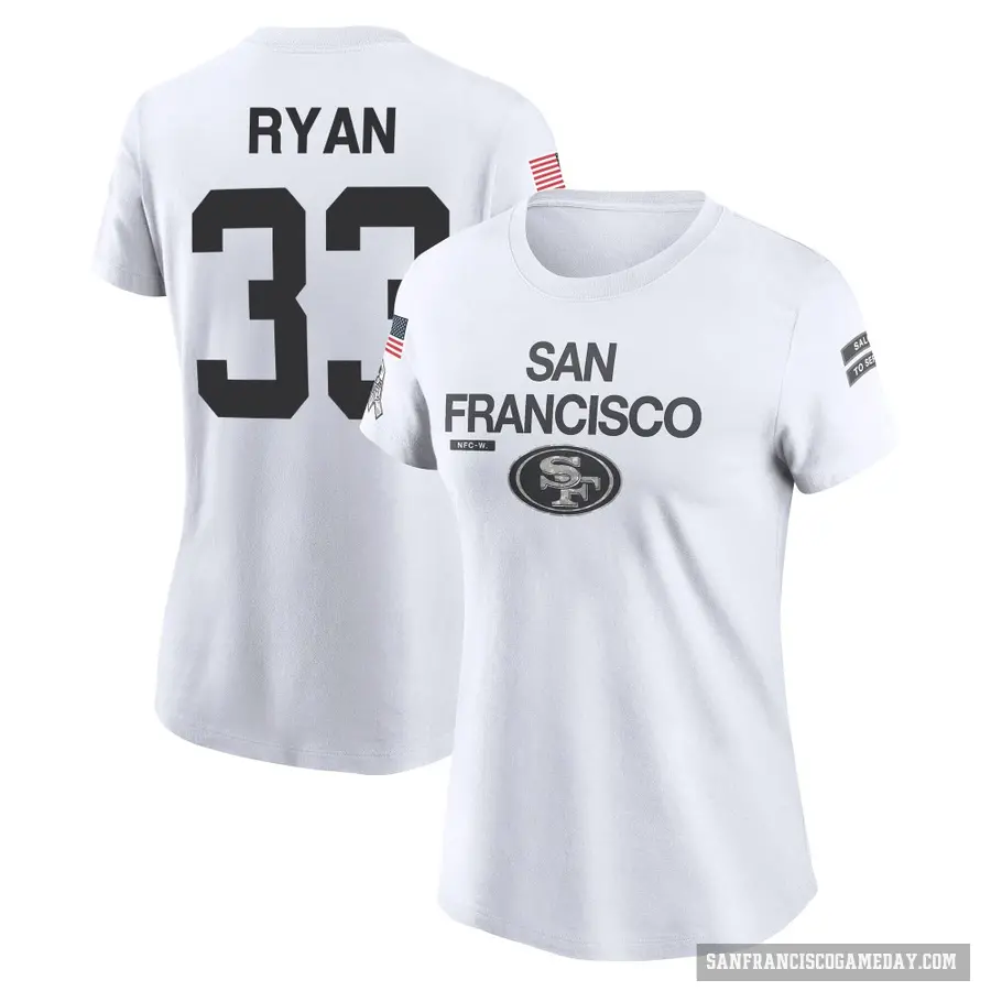 Women's ＃33 Logan Ryan San Francisco 49ers White 2024 Salute to Service Performance T-Shirt