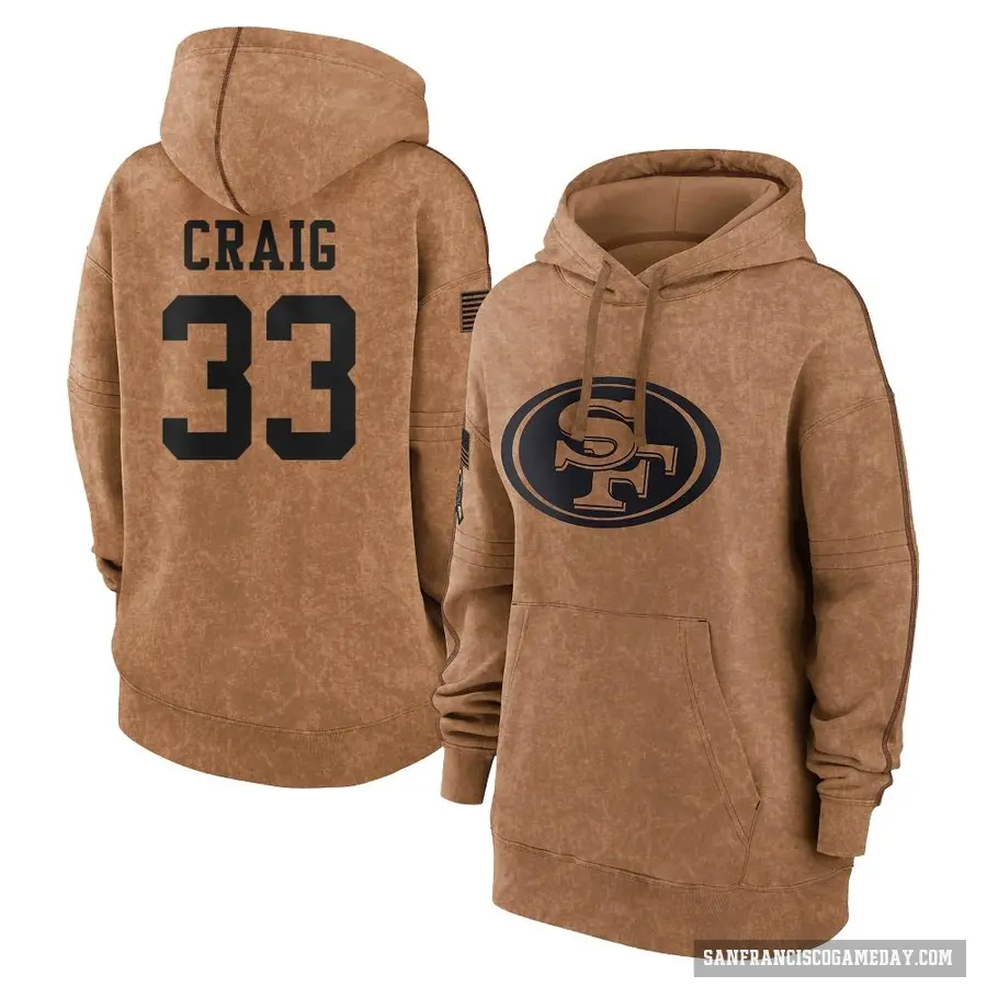 Women's ＃33 Roger Craig San Francisco 49ers Brown 2023 Salute To Service Pullover Hoodie