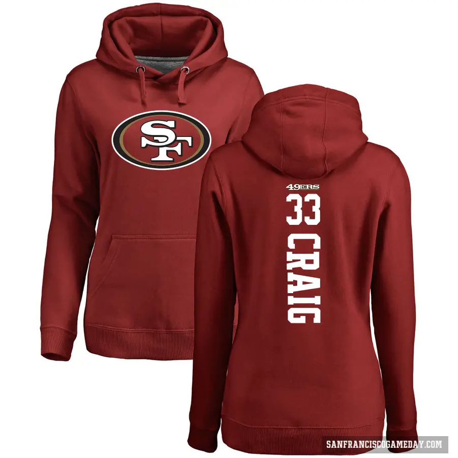 Women's ＃33 Roger Craig San Francisco 49ers Red Pro Line Backer Pullover Hoodie