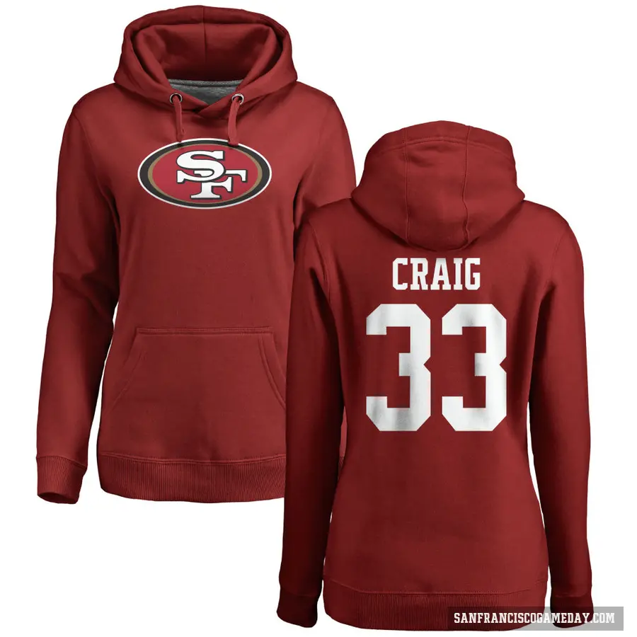 Women's ＃33 Roger Craig San Francisco 49ers Red Pro Line Logo Pullover Hoodie