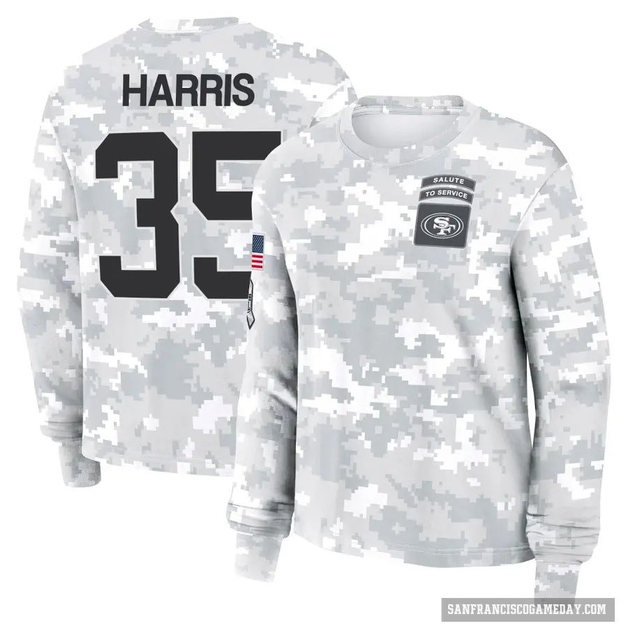 Women's ＃35 Erik Harris San Francisco 49ers Camo Arctic 2024 Salute to Service Long Sleeve T-Shirt