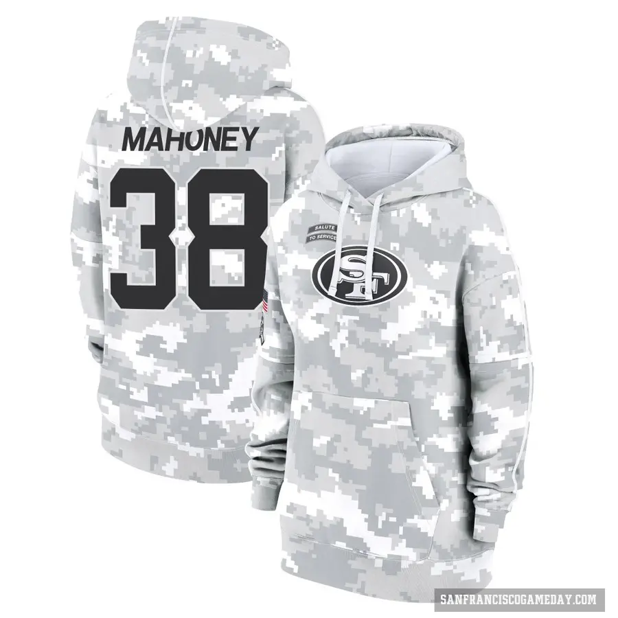 Women's ＃38 Jaylen Mahoney San Francisco 49ers Arctic Camo 2024 Salute to Service Club Fleece Pullover Hoodie