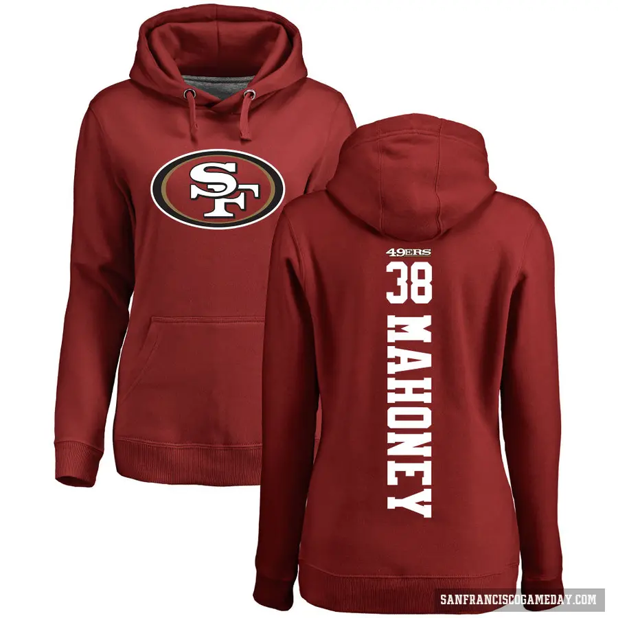 Women's ＃38 Jaylen Mahoney San Francisco 49ers Red Pro Line Backer Pullover Hoodie