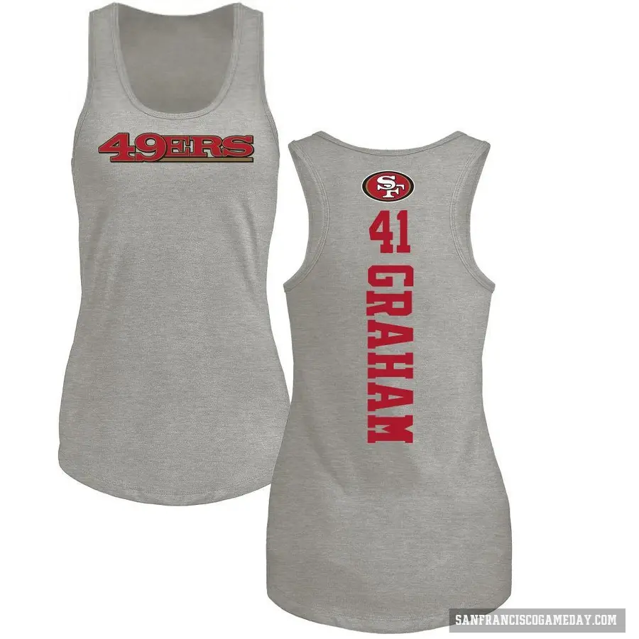 Women's ＃41 Jalen Graham San Francisco 49ers Ash Backer Tank Top